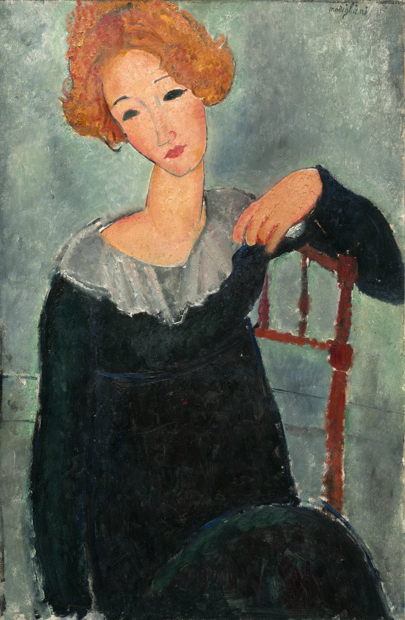赤い髪の女性、1917 年。 作： アメデオ・モディリアーニ