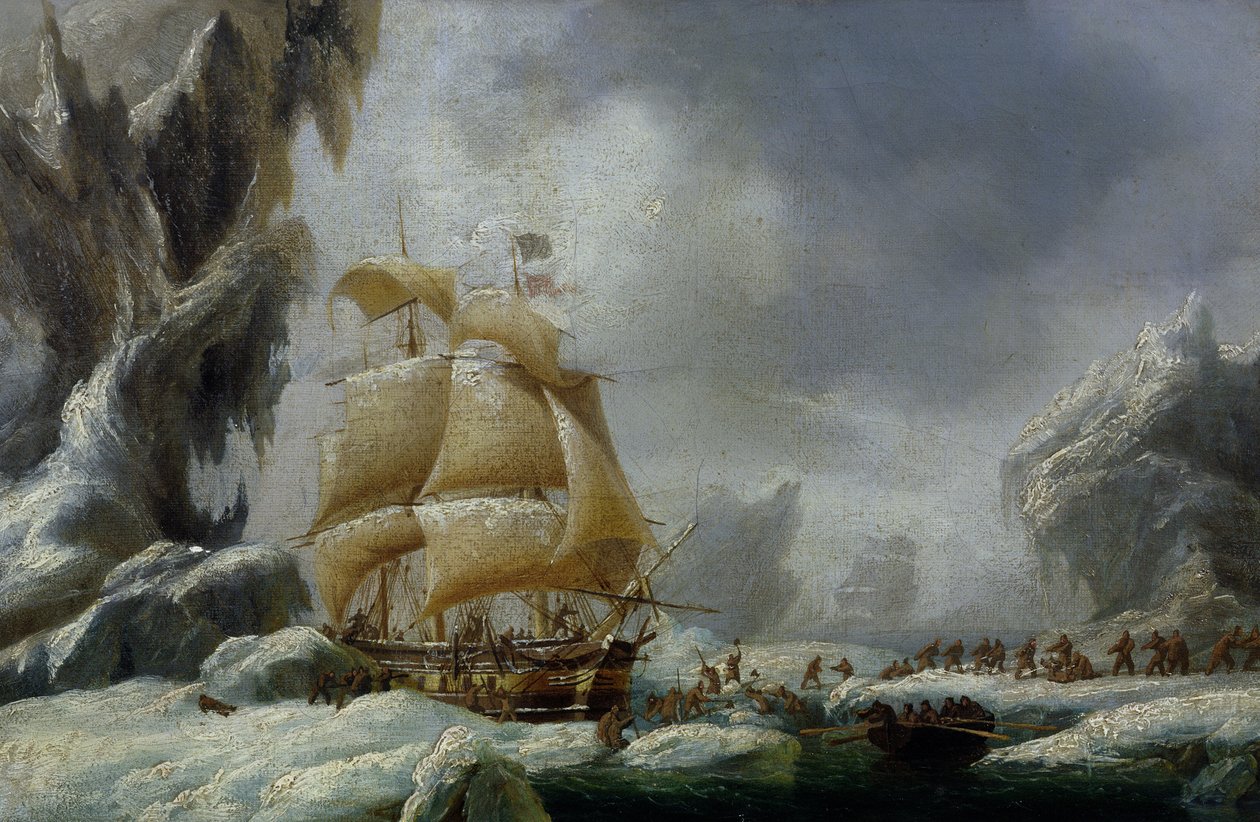 ジュールデュモンデュルビル（1790-1845）の船が南極の流氷で立ち往生 作： アンブロワーズルイガーネレイ