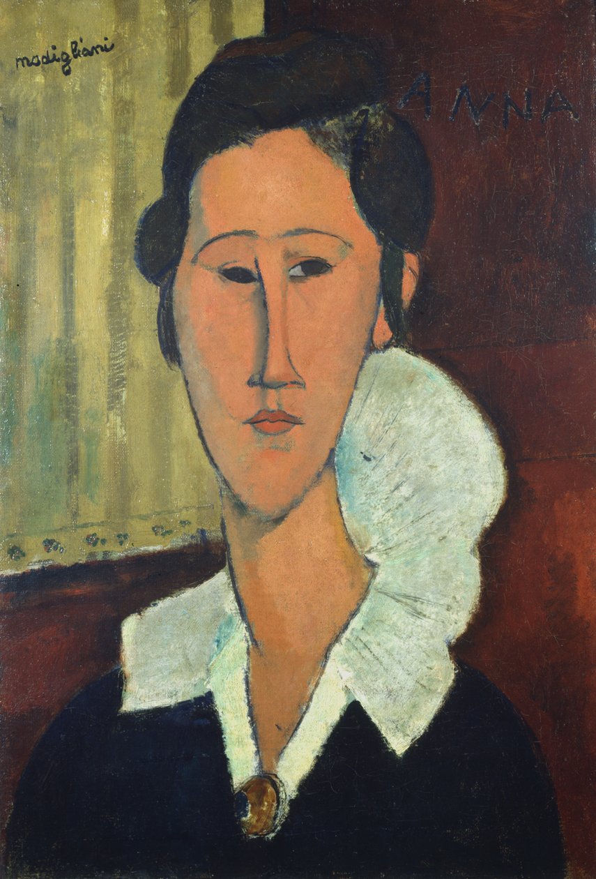 首輪の女性、またはアンナズボロフスカ、1917年 作： アメデオ・モディリアーニ