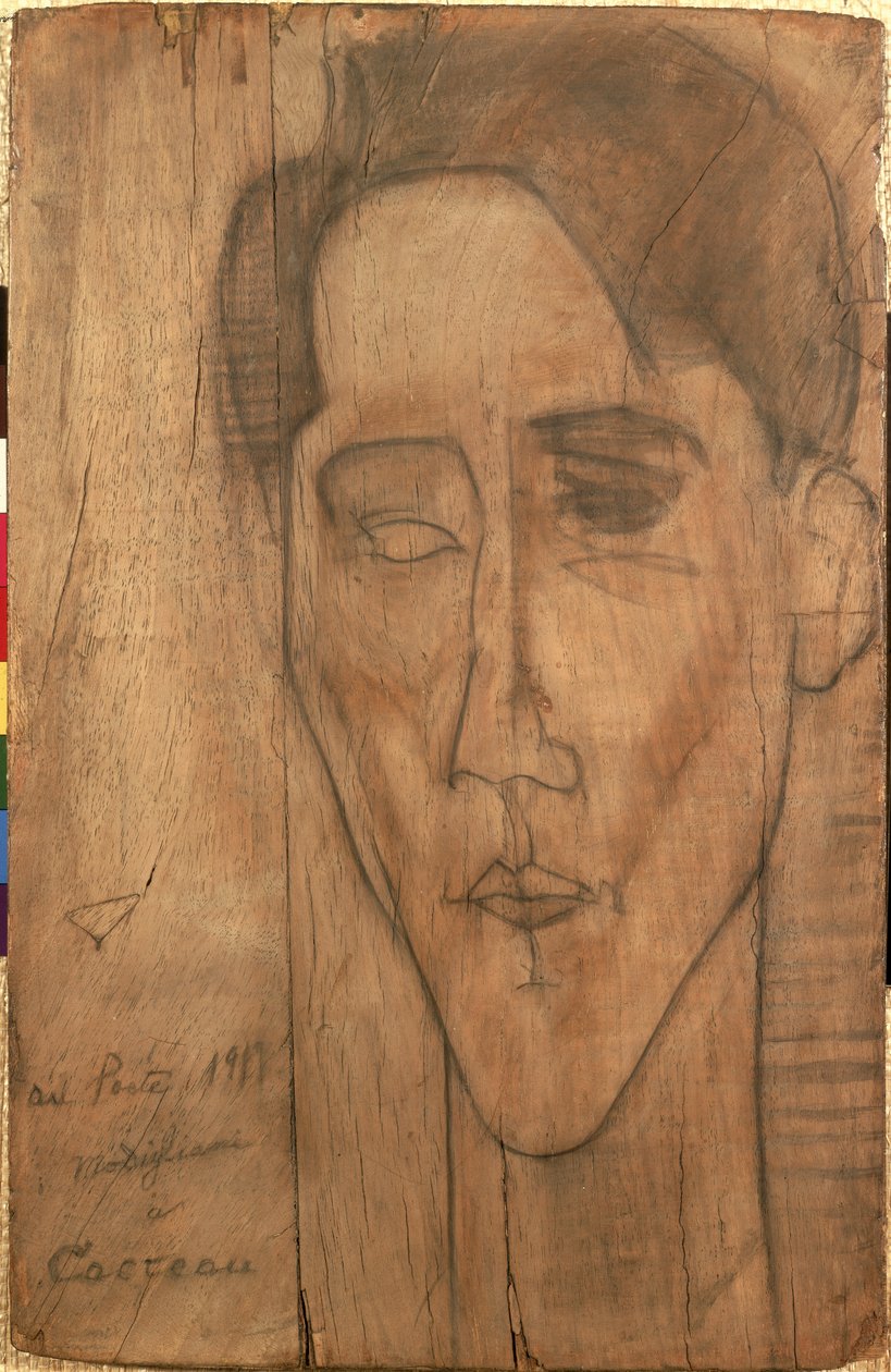 ジャン・コクトーの肖像（1889-1963）1917（パネルに鉛筆） 作： アメデオ・モディリアーニ