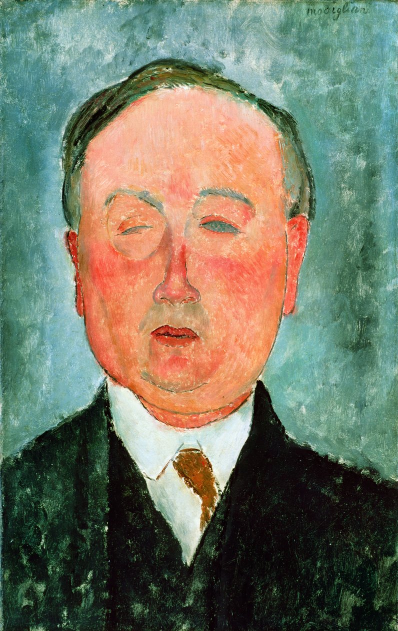 モノクルを持つ男、ビドゥーと呼ばれる、1918-19年頃 作： アメデオ・モディリアーニ