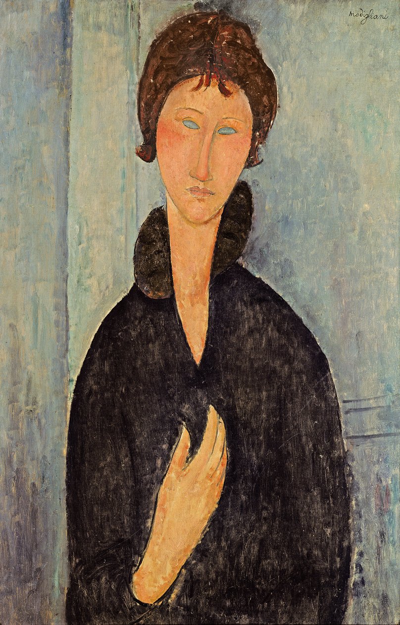 青い目を持つ女性、1918年頃 作： アメデオ・モディリアーニ