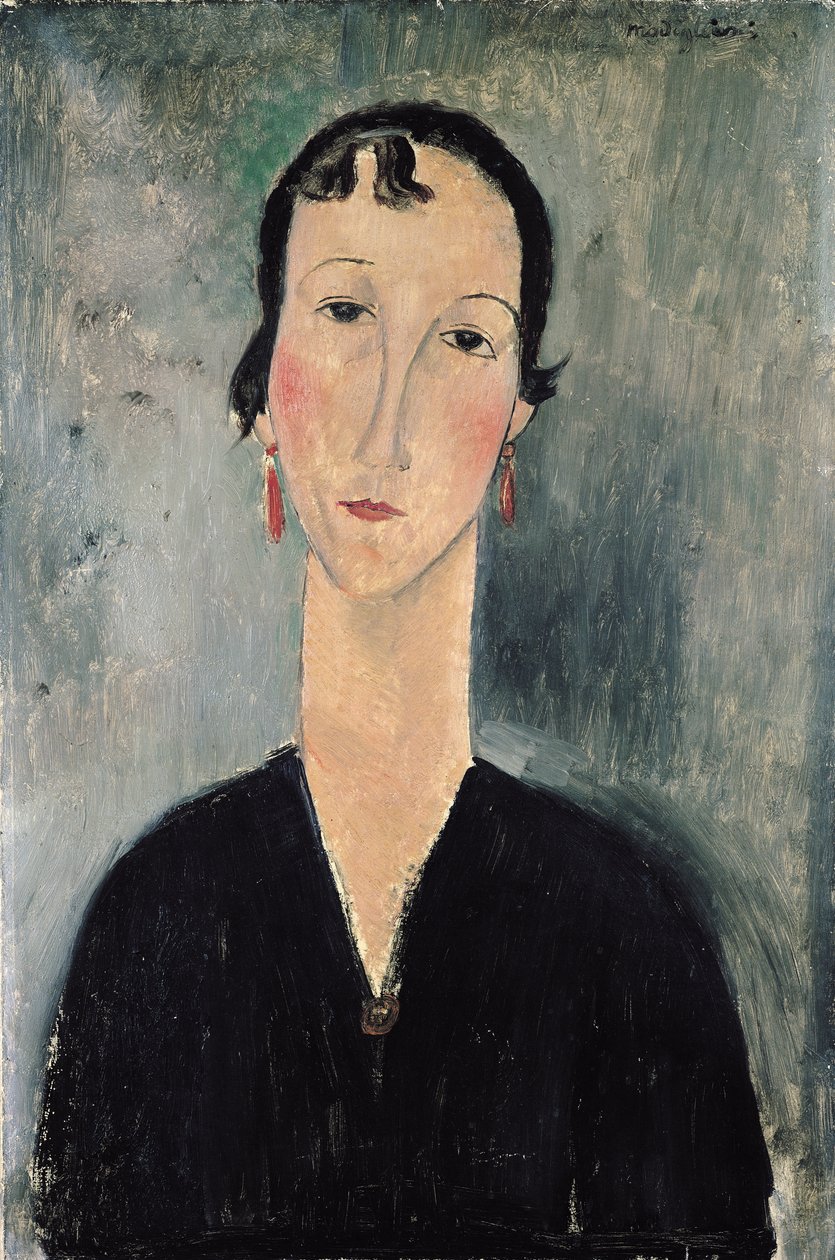 イヤリングを持つ女性 作： アメデオ・モディリアーニ