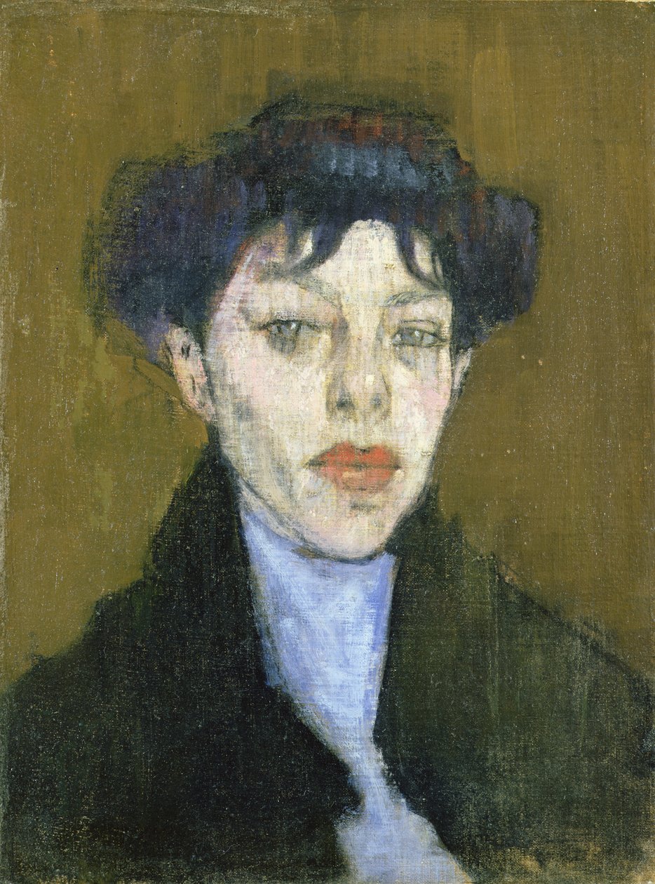青いスカーフを持つ女性、1912年頃 作： アメデオ・モディリアーニ