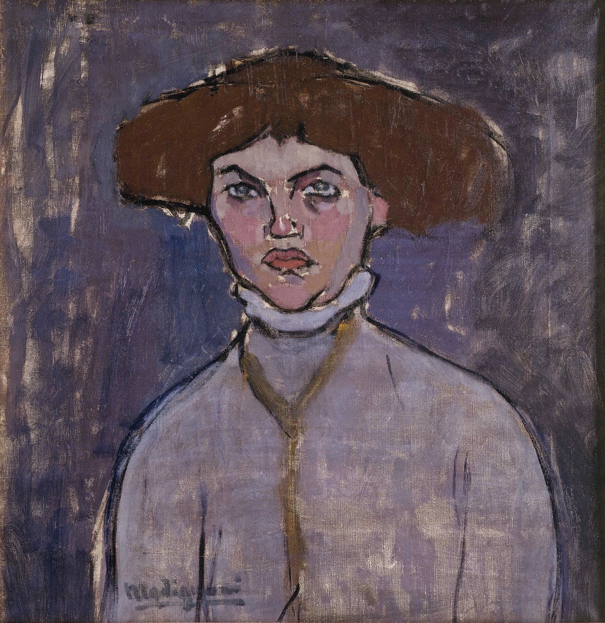 若い女性の胸像、1908 年。 作： アメデオ・モディリアーニ