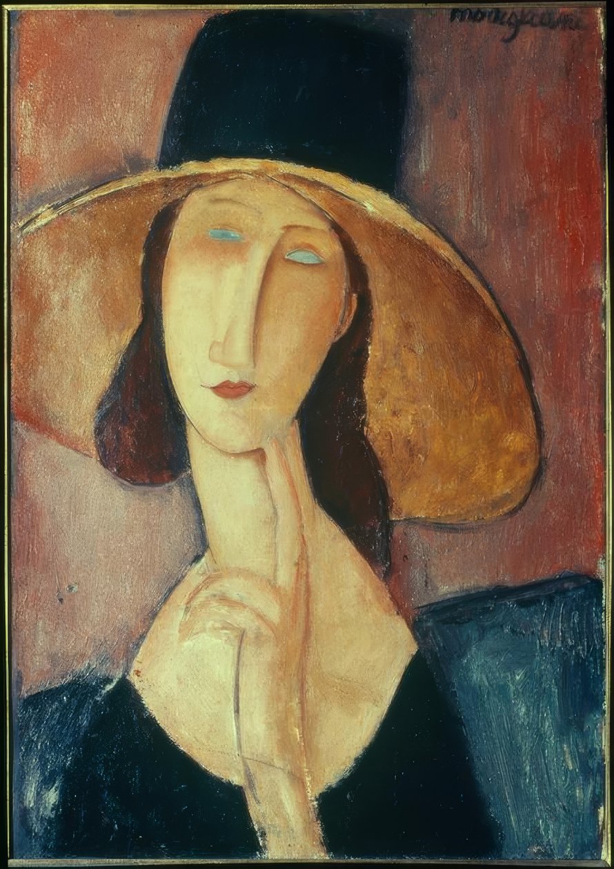 大きな帽子の女 作： アメデオ・モディリアーニ