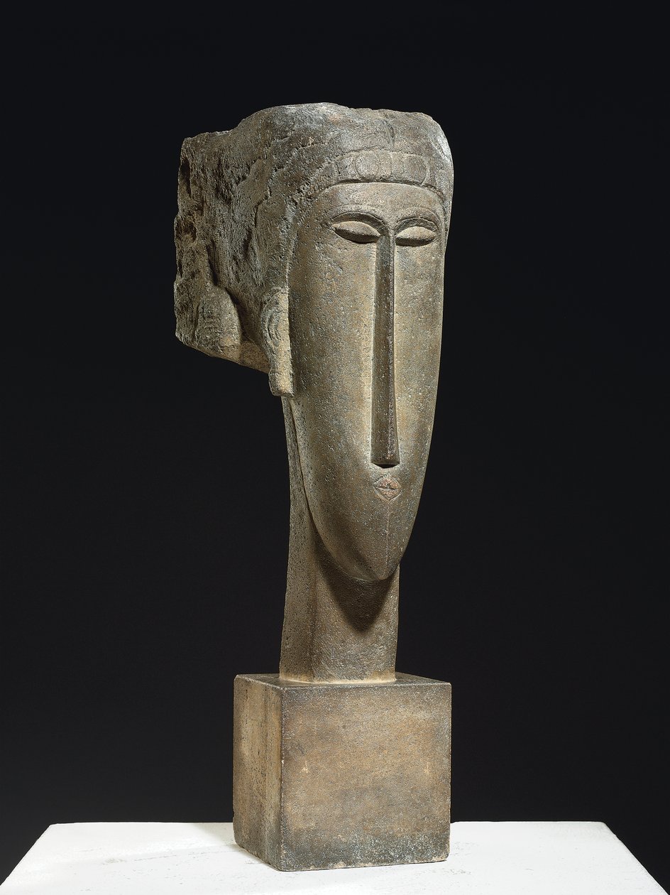 頭、c.1910-12（石灰岩） 作： アメデオ・モディリアーニ