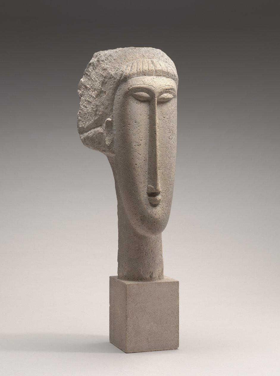 女性の頭、1910〜1911年（石灰岩） 作： アメデオ・モディリアーニ