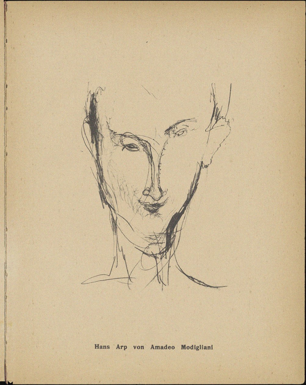 ハンス・アープの肖像1886-1966、1916。 作： アメデオ・モディリアーニ