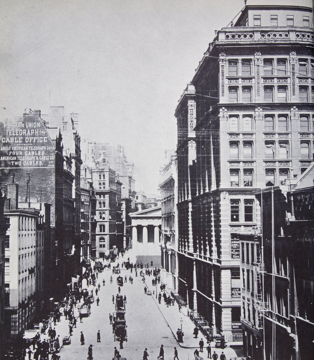 ブロードストリート、ウォールストリート、ニューヨーク、1893に向かって 作： アメリカの写真家