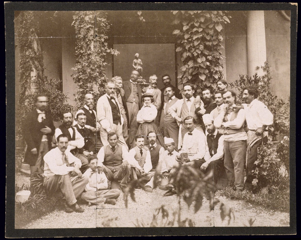 ハリエットオスマー（1830〜1908年）と彫刻の噴水、1861年 作： アメリカの写真家