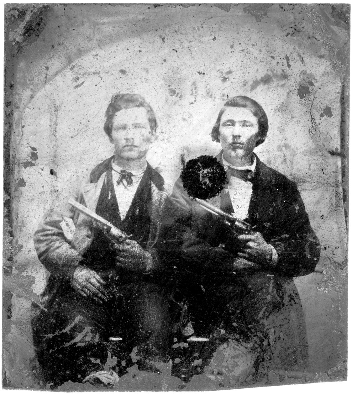 ジェシーとフランクジェームズ、1866-76年頃 作： アメリカの写真家