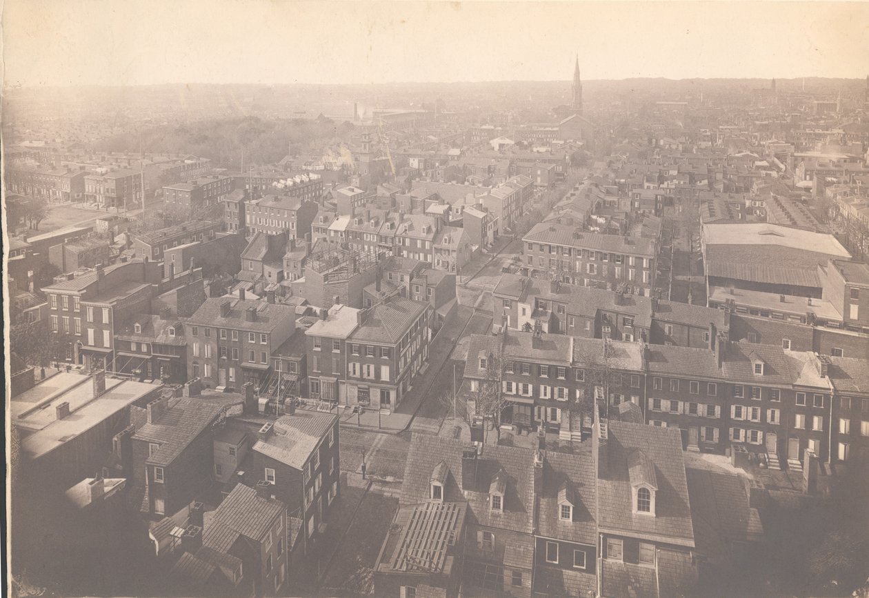 フィラデルフィアのパノラマ、イーストビュー-ショットタワーからの西、1870年（アルブメンプリント） 作： アメリカの写真家