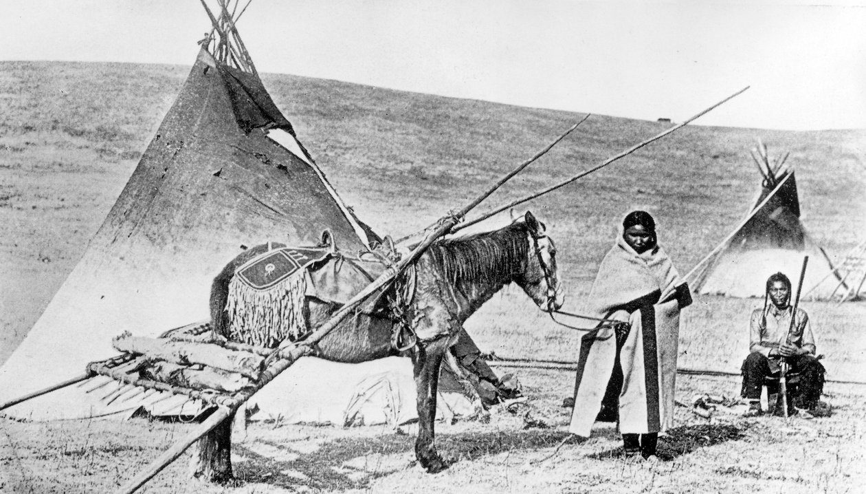 ポーニーインディアンズ、ネブラスカ、c.1880-1900 作： アメリカの写真家