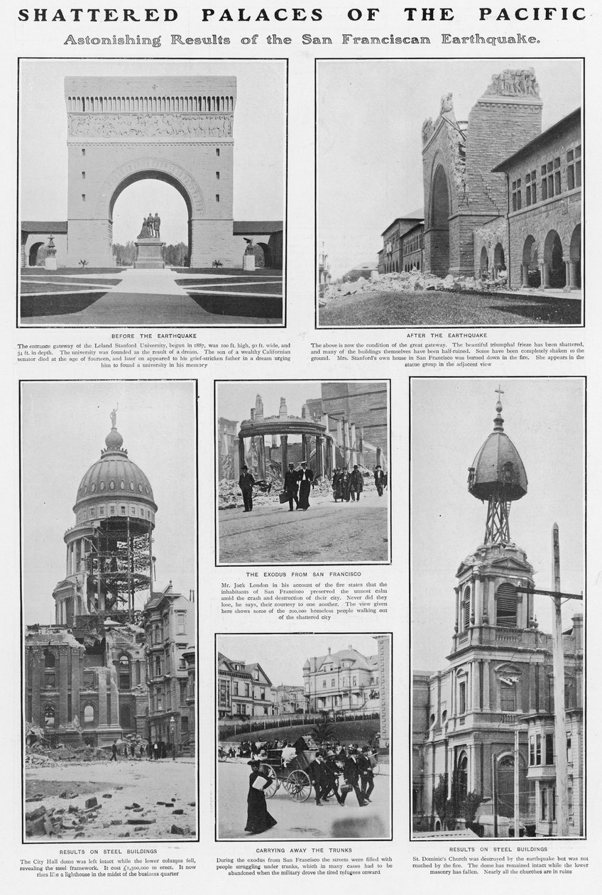 粉々になった太平洋の宮殿：1906年のサンフランシスコ地震の余波、1906年 作： アメリカの写真家