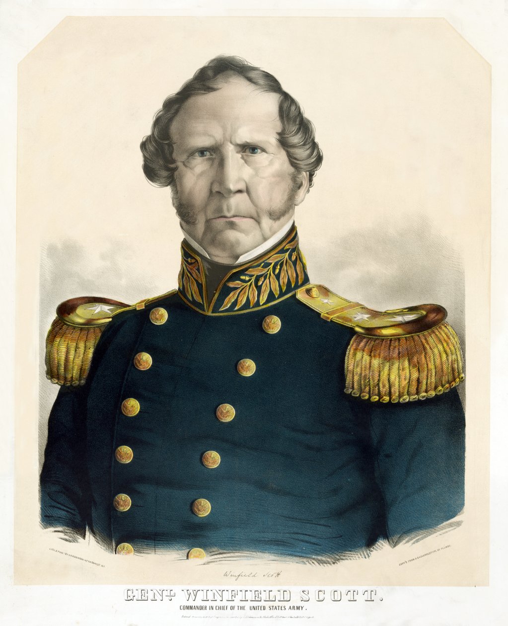 ウィンフィールド・スコット将軍、パブ。 1847（手彩色リト） 作： アメリカの学校