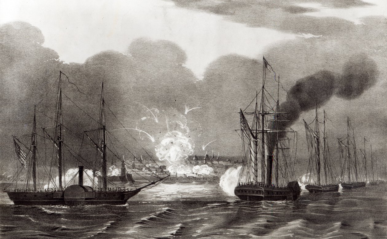 ベラクルス海軍砲撃、1847年3月、パブ。 Currier and Ives、1847 作： アメリカの学校