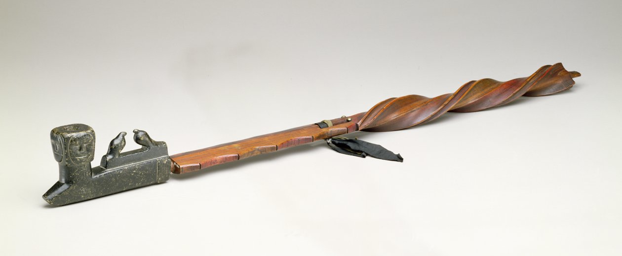パイプステム、チペワ、c.1850（木と金属） 作： アメリカの学校