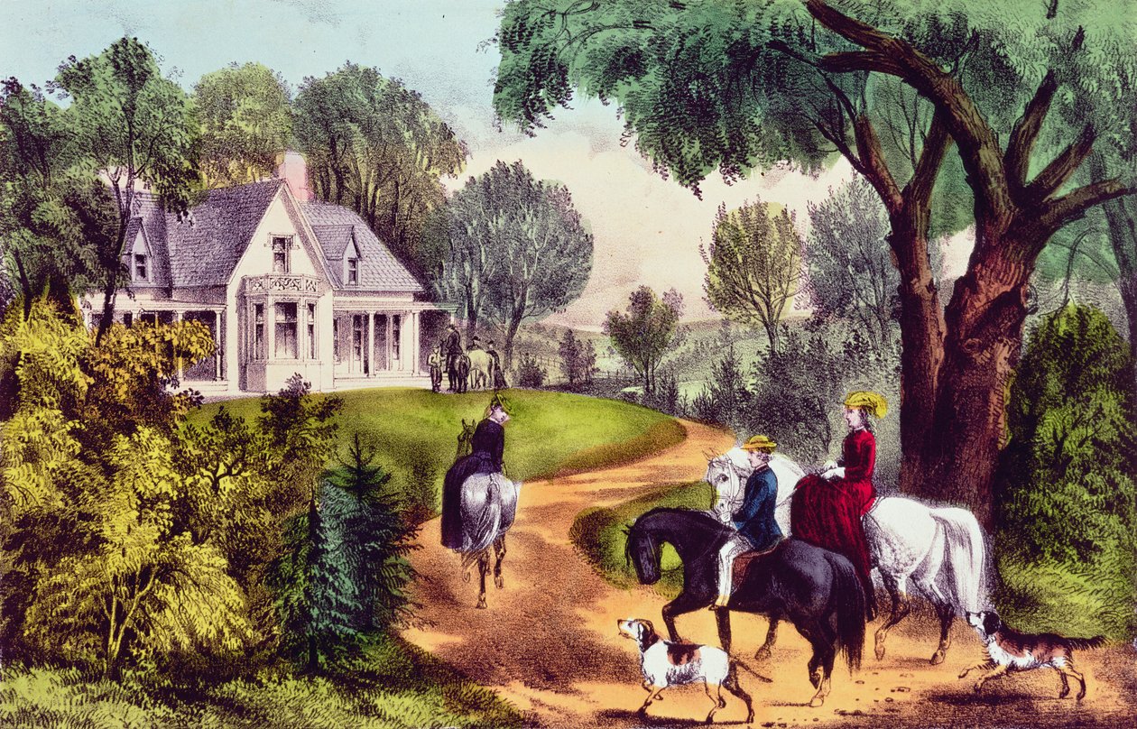 Nathaniel Currier（1813-88）およびJames Merritt Ives（1824-95）によって出版された夏の田舎 作： アメリカの学校