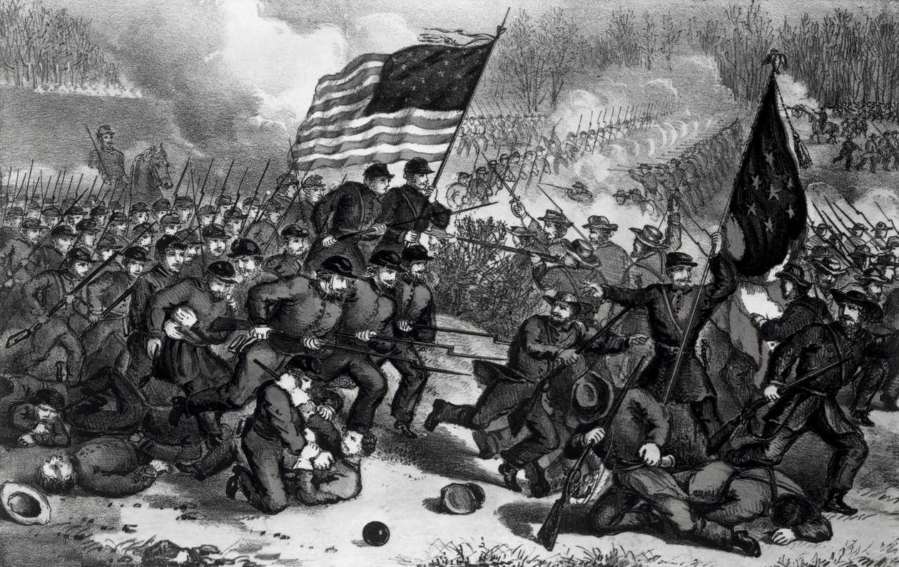 Bull Runの2回目の戦い、1862年8月29日、パブ。 Currier and Ivesより 作： アメリカの学校