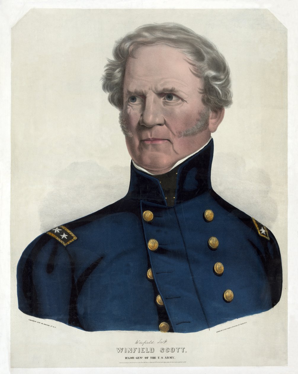 ウィンフィールドスコット、米陸軍少将、パブ。 1847（手彩色リト） 作： アメリカの学校