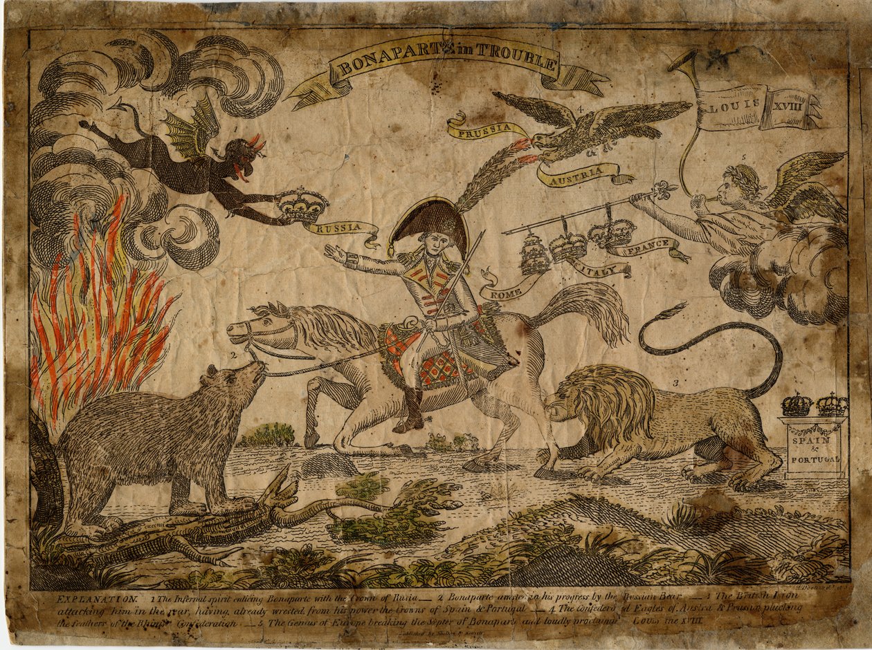 1815年に困ったボナパルト（手塗りの彫刻） 作： アメリカの学校