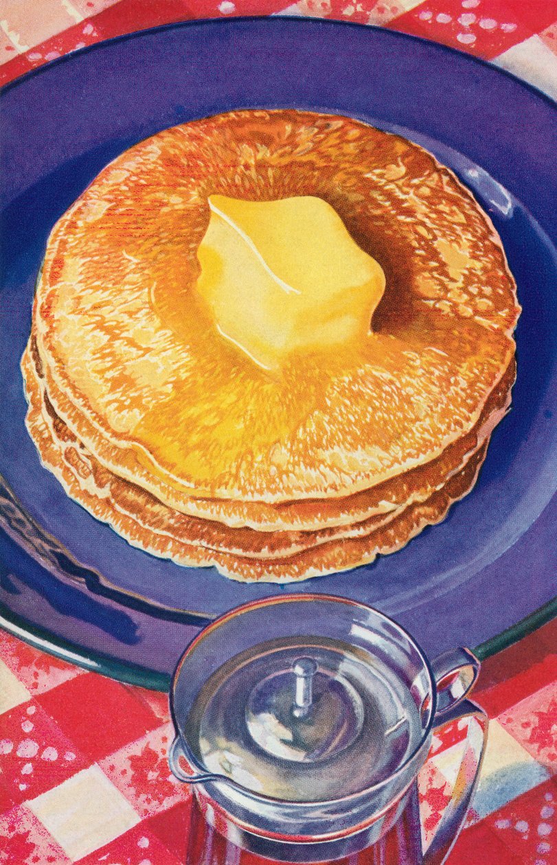パンケーキの上で溶けるバター 作： アメリカの学校