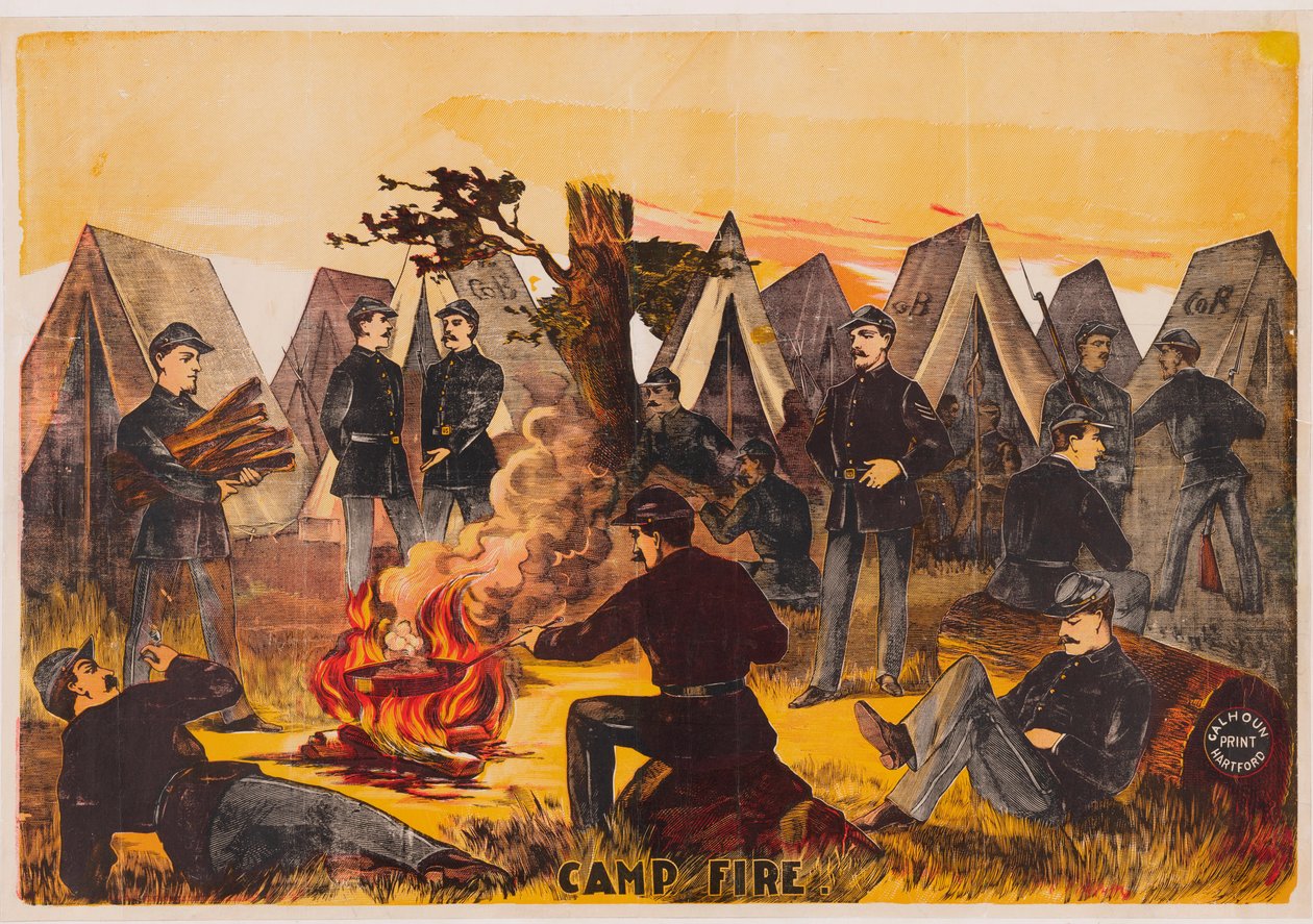 キャンプファイヤー（パブ） 1865年頃 カラーリトグラフ 作： アメリカの学校