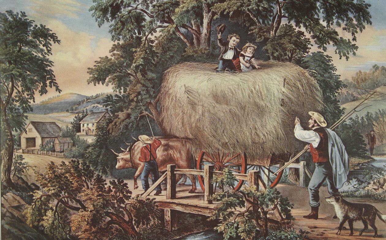 Haying-time-The Last Load、パブ。 1868年、キュリアーとアイブス 作： アメリカの学校