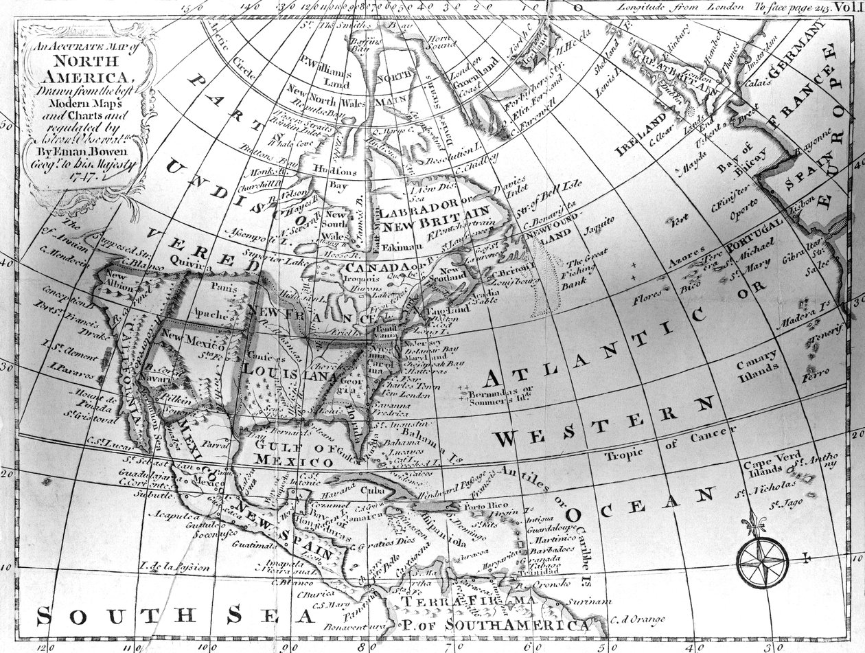 北アメリカの地図、1747 作： アメリカの学校