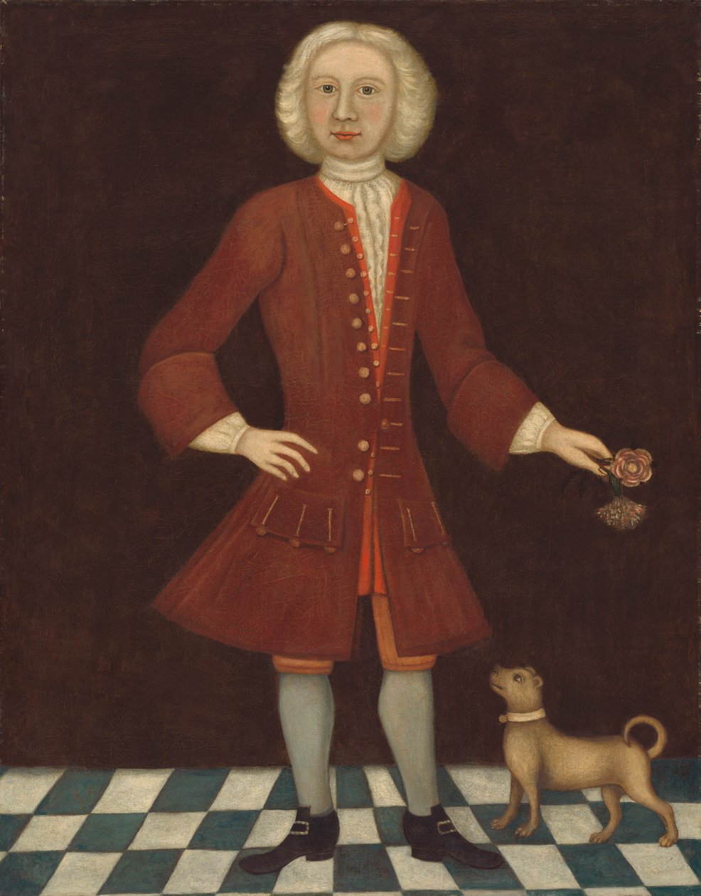ジョナサン・ベンサムの肖像、c.1725 作： アメリカの学校