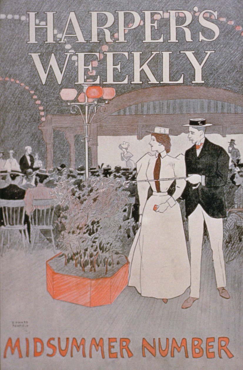 Harpers Weekly、真夏の数のポスター広告 作： アメリカの学校