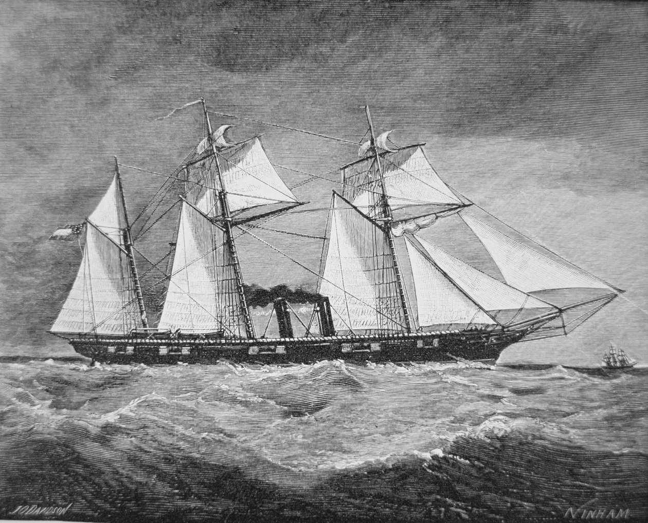The CSS Florida（リトグラフ 作： アメリカの学校