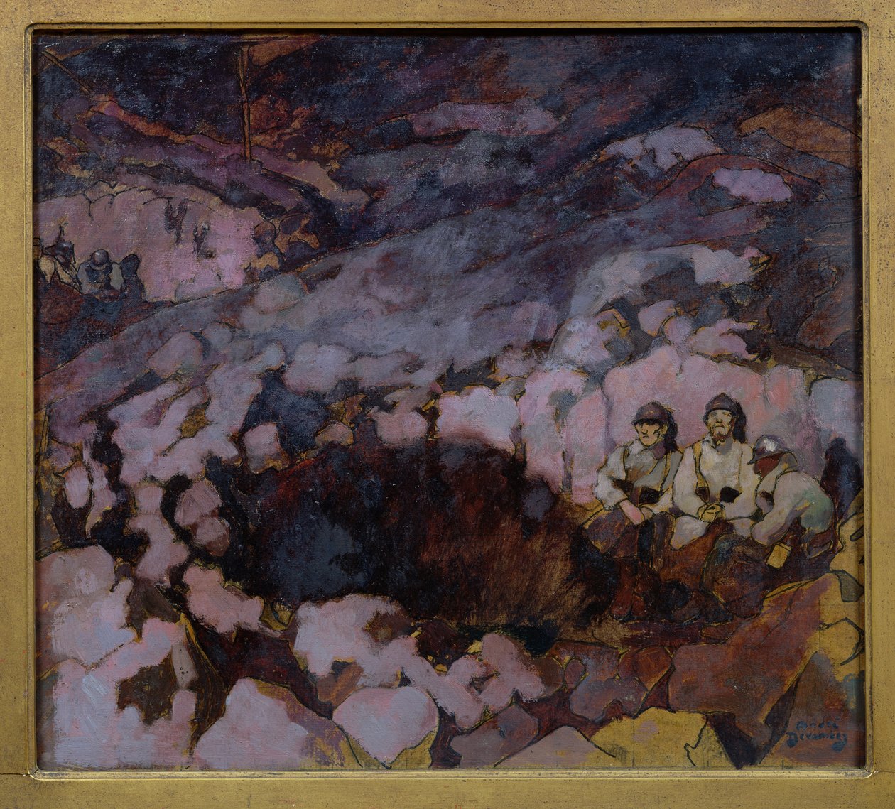 三連祭壇画「死者の記憶」のトレンチ右側パネル、1918年頃（油） 作： アンドレ・デバンベス