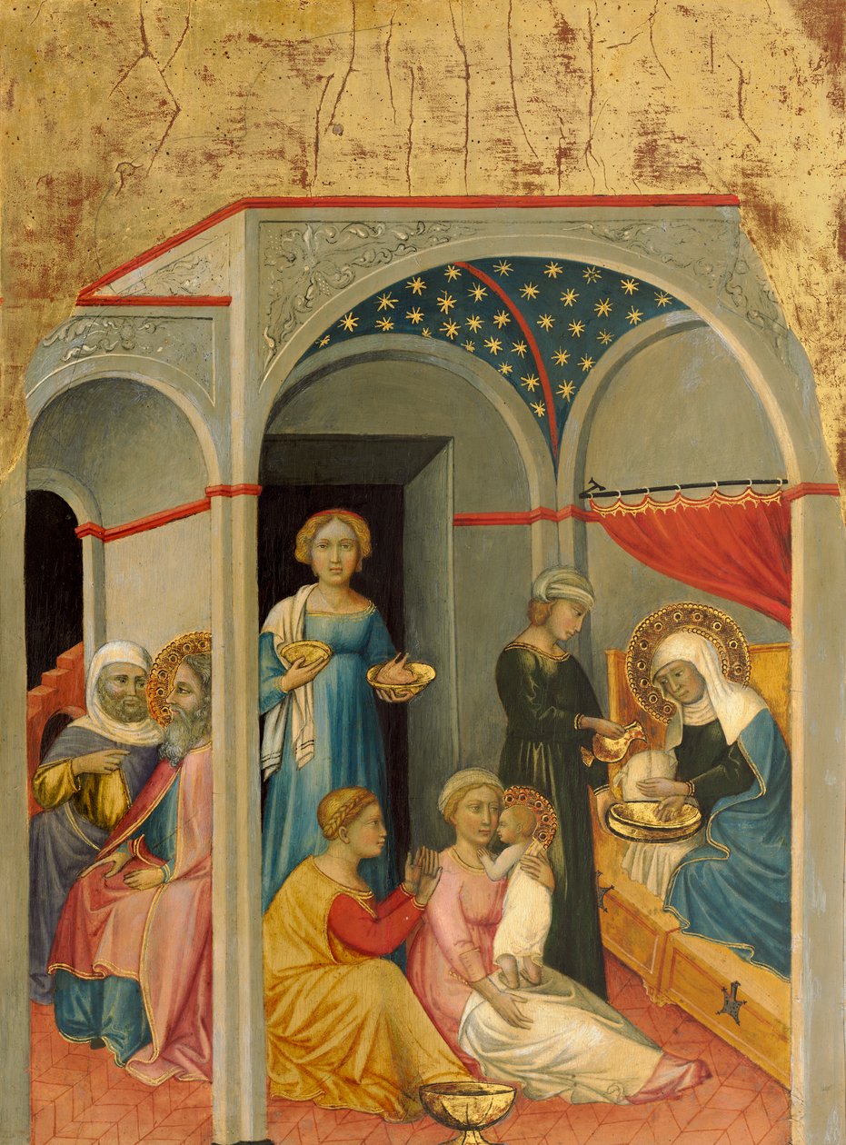 聖母の降誕、c.1400-5（ポプラパネルのテンペラ） 作： アンドレア・ディ・バルトロ