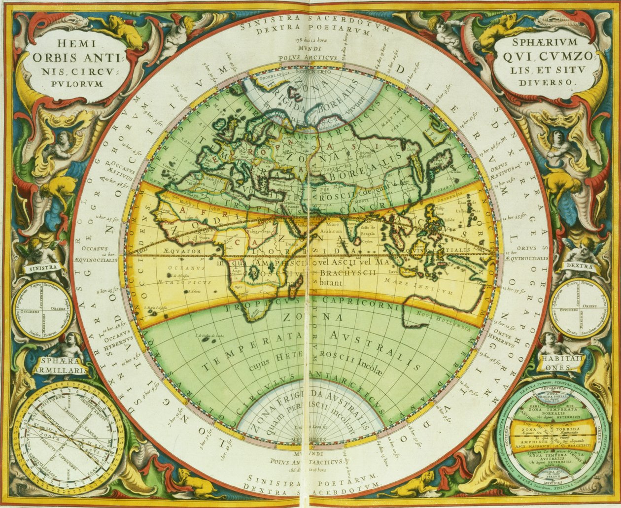 世界の古代半球、 &39;The Celestial Atlas、or the Harmony of the Universe&39;（Atlas coelestis seu harmonia macrocosmica）pubのプレート94。 Joannes Janssonius、アムステルダム、1660-1（engravi 作： アンドリュー・セラリウス
