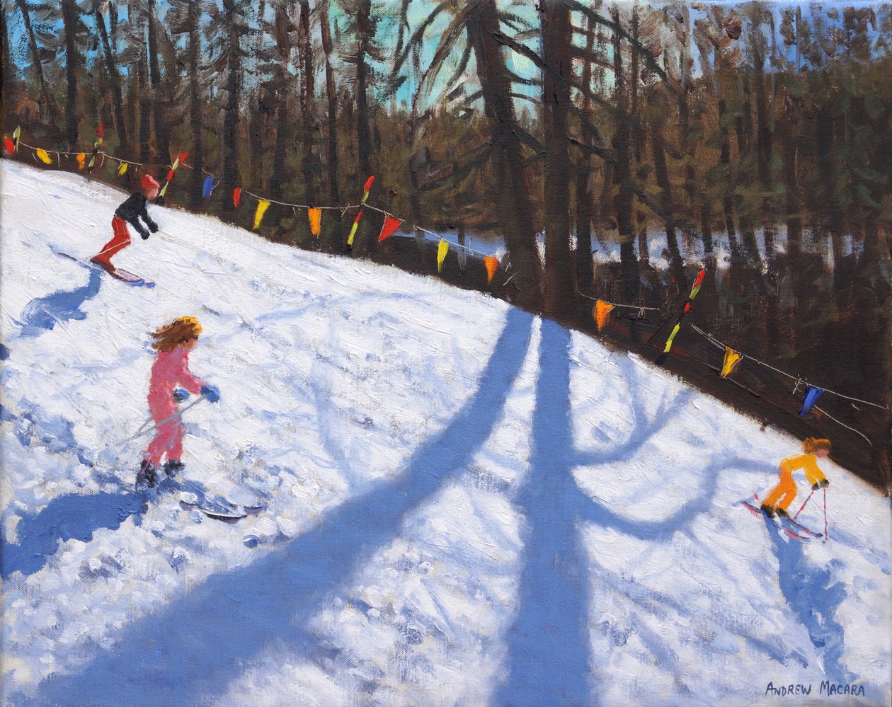 Three Valleys skiing ,2018,(oil on canvas) 作： アンドリュー・マカラ