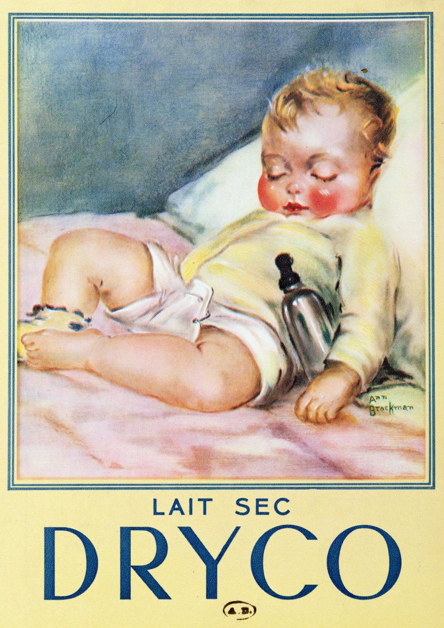 「Dryco」ドライミルクパウダーの広告、c.1935-40 作： アン・ブロックマン