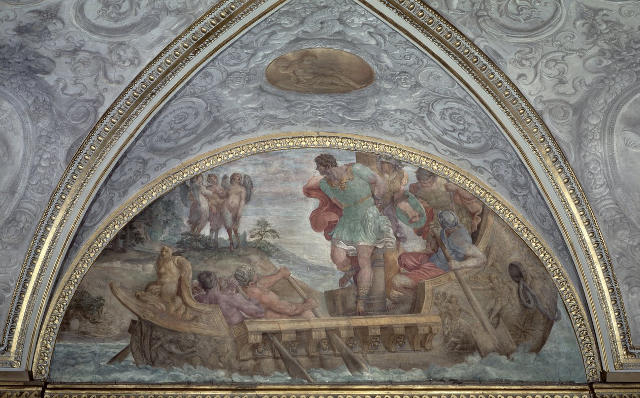 1596年の「カメリーノ」のユリシーズとサイレンを描いたルネット 作： Annibale Carracci