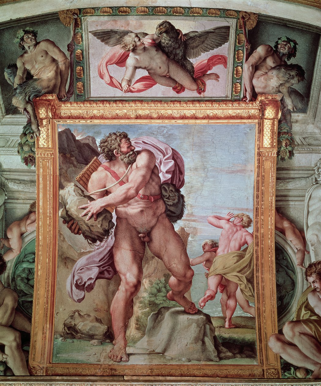 Polyphemus Attacking Acis and Galatea、1597-1604（ &39;Galleria Carraci&39;からの詳細） 作： Annibale Carracci