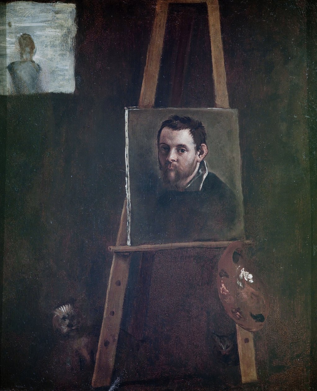 イーゼルに取り付けられた自画像、1605 作： Annibale Carracci