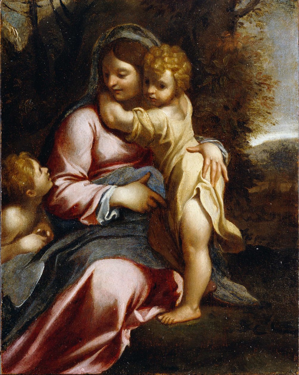 聖ヨハネとマドンナと子供 作： Annibale Carracci