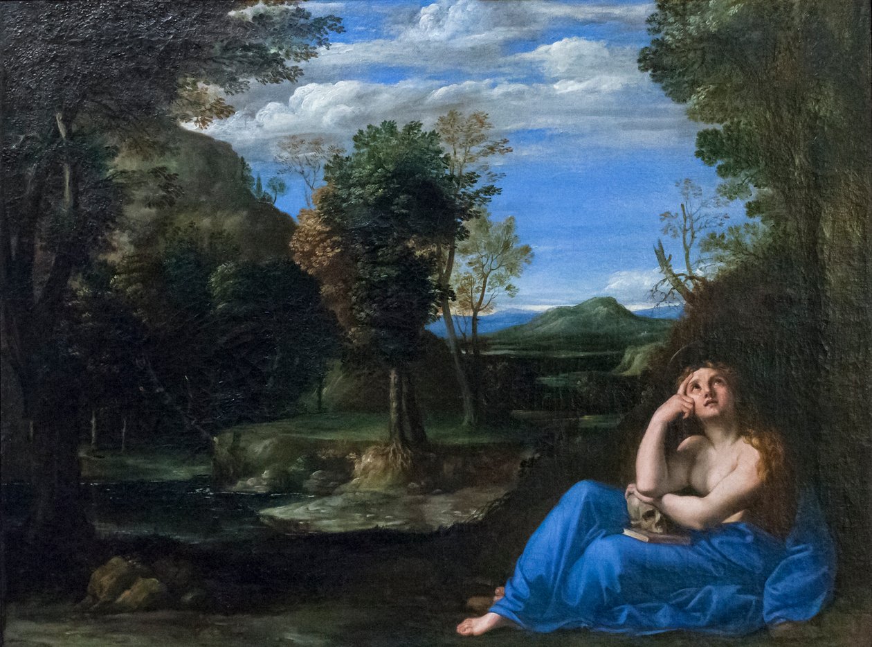 悔い改めたマグダレンのいる風景 作： Annibale Carracci