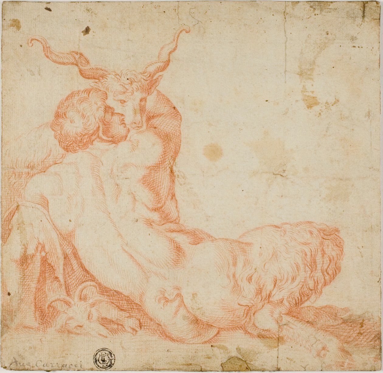 サテュロスとヤギ 作： Annibale Carracci