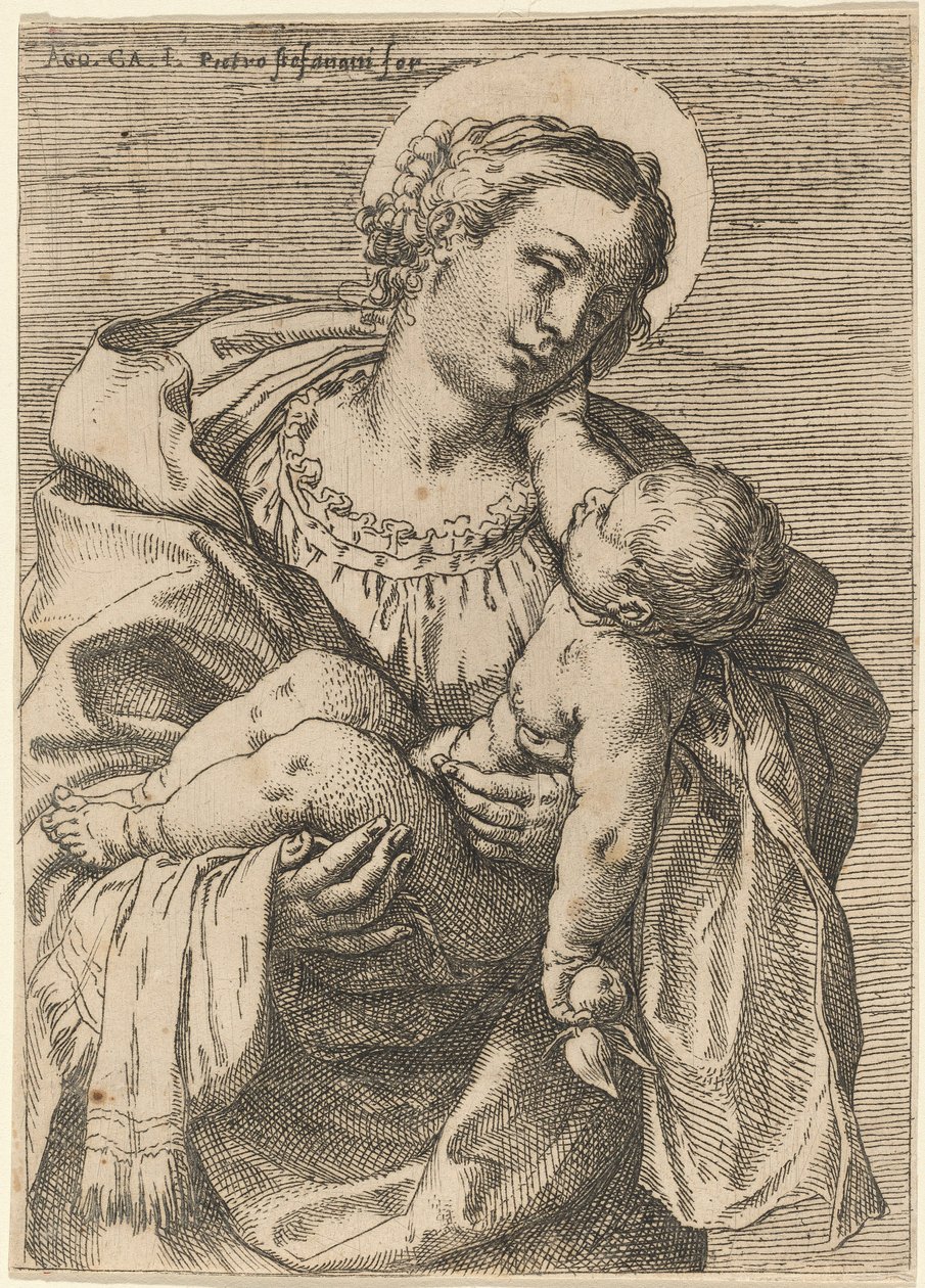 リンゴを持ったマドンナと子供 作： Annibale Carracci