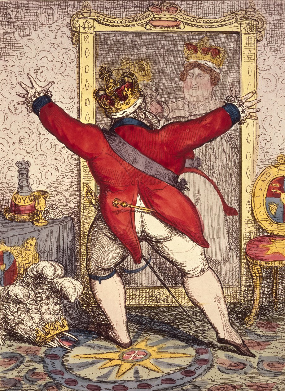 リフレクション：イギリスのジョージ4世の漫画（1762-1830）、1820年（印刷） 作： 不明不明
