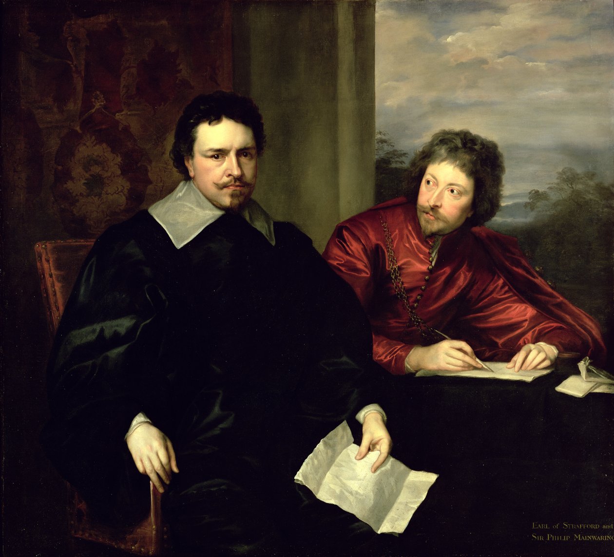 ストラフォード伯爵トーマス・ウェントワース（1593-1641）の肖像とフィリップ・メインワーリング卿（1589-1661）c.1634 作： アンソニー・ヴァン・ダイク