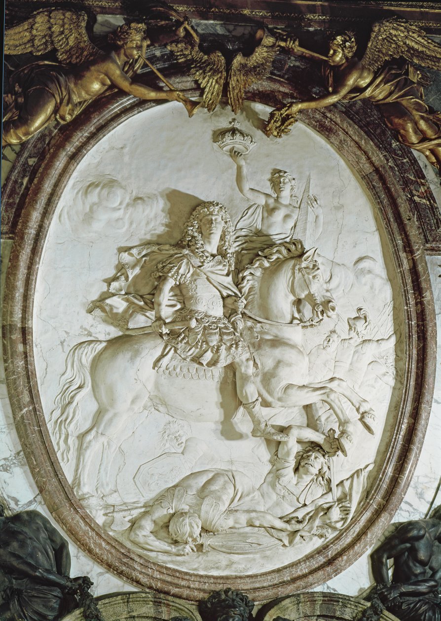 サロンデラゲールのルイ14世（1638〜1715年）の乗馬の肖像、c.1687（漆喰） 作： アントワーヌ・コワズヴォ
