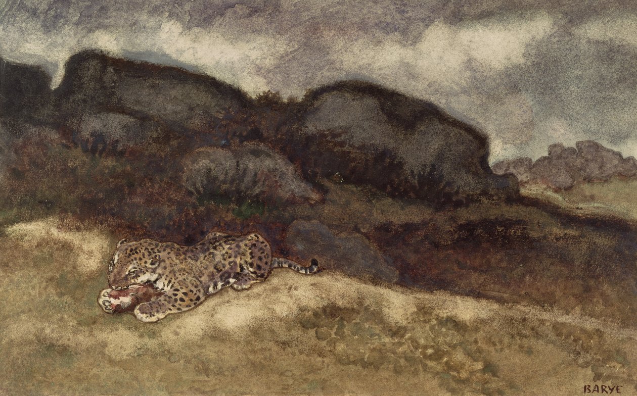 獲物をむさぼり食うジャガー 作： アントワーヌルイバリー