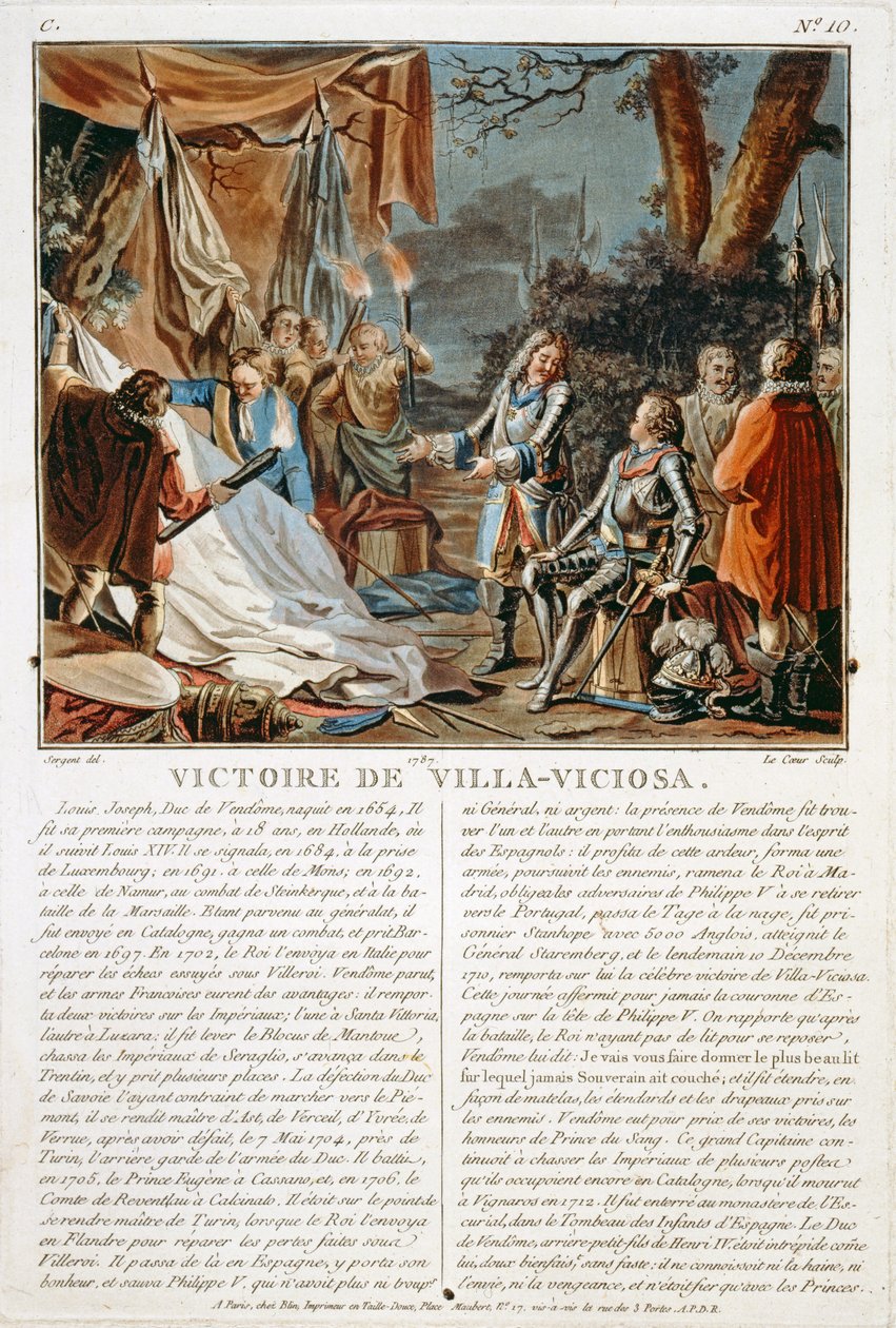 ルイルクール（fl.1780-1800）、1787年に彫刻されたヴィラヴィチョーザの勝利、1710年 作： アントワーヌ・ルイ・フランソワ・セルジェント・マルソー
